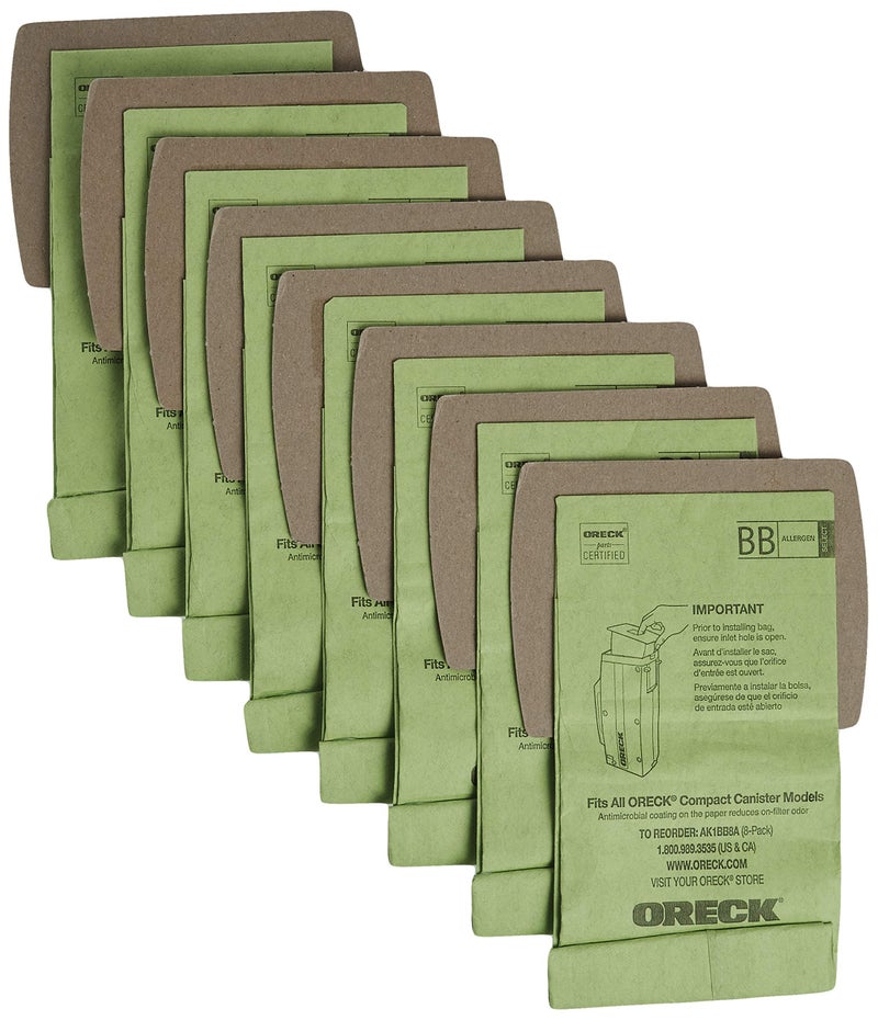 Oreck Vacuum Cleaner Bags for Buster B Canister Vacs, Pack of 8, Green, Type BB, Part # AK1BB8A, Oreck Vacuum Bags Refill - Image 3